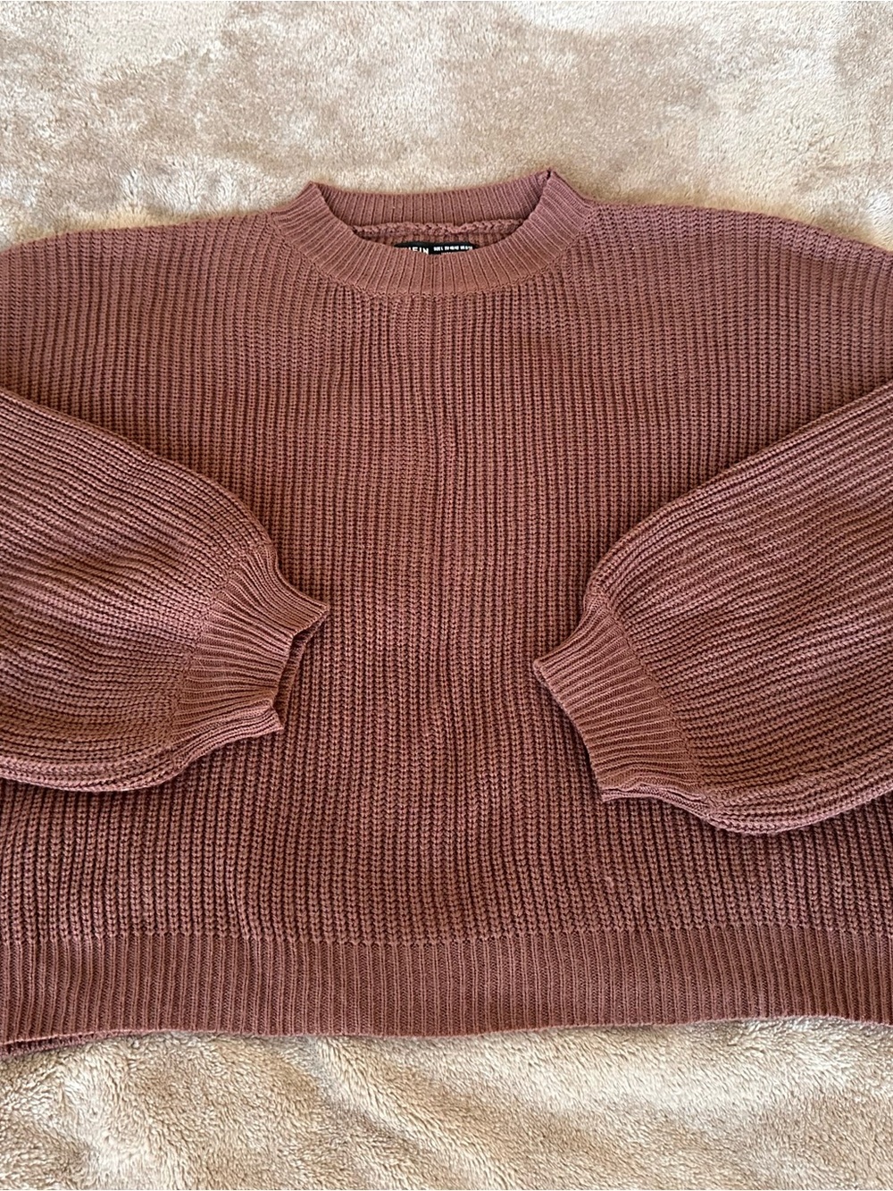 Cozy Ribbed Crewneck Sweater - Faded Brown
